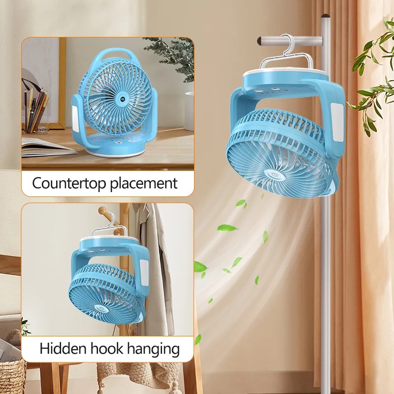 DP-7620 Rechargeable Desktop Fan with Light and Hook-0892